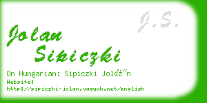 jolan sipiczki business card